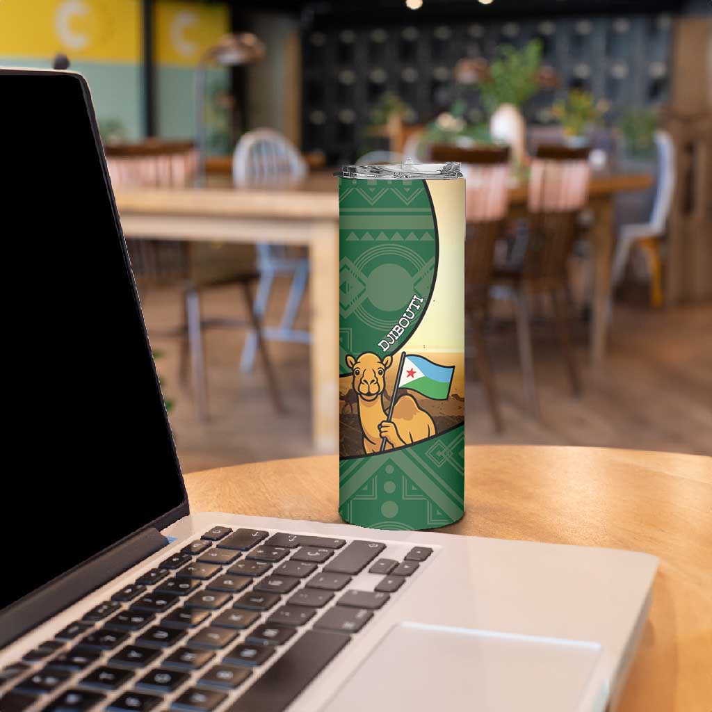 Personalized African Djibouti Skinny Tumbler Camel Holding Jabuuti Flag DT05