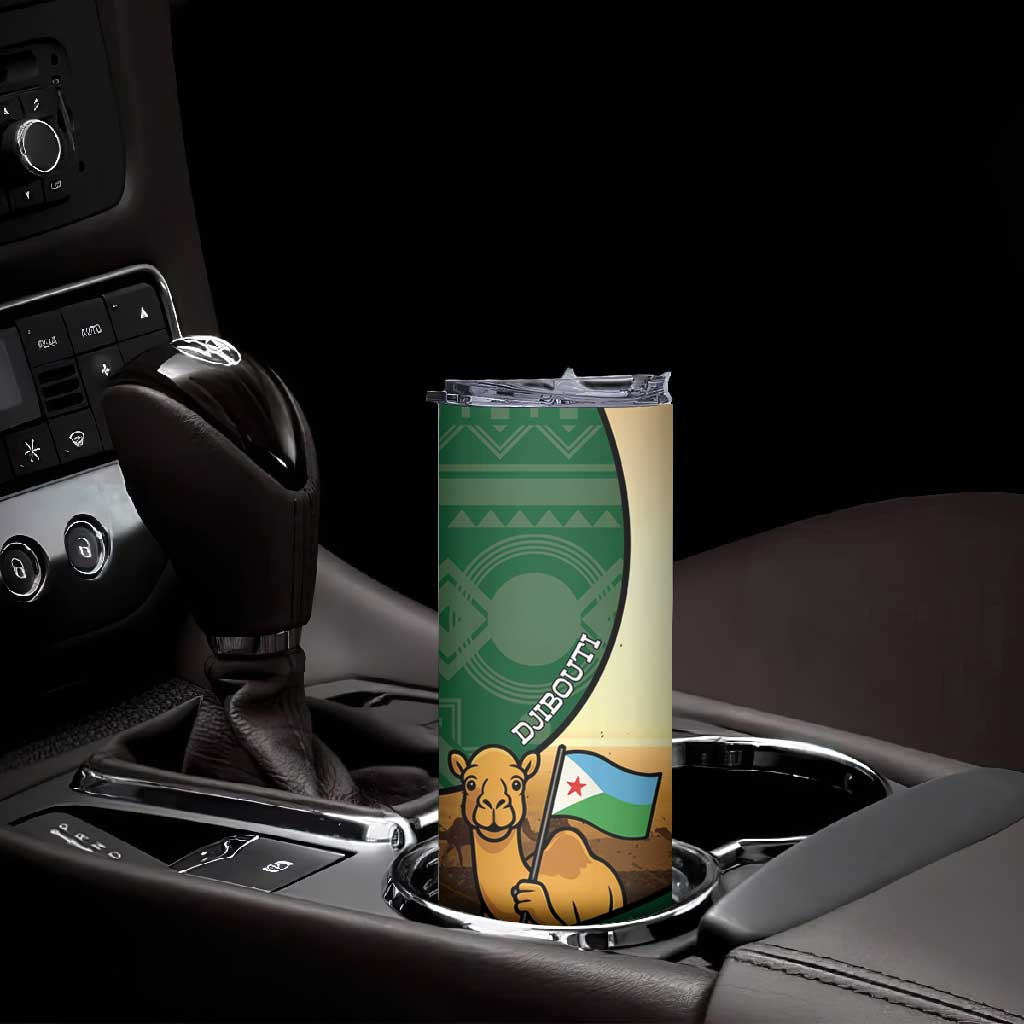 Personalized African Djibouti Skinny Tumbler Camel Holding Jabuuti Flag DT05