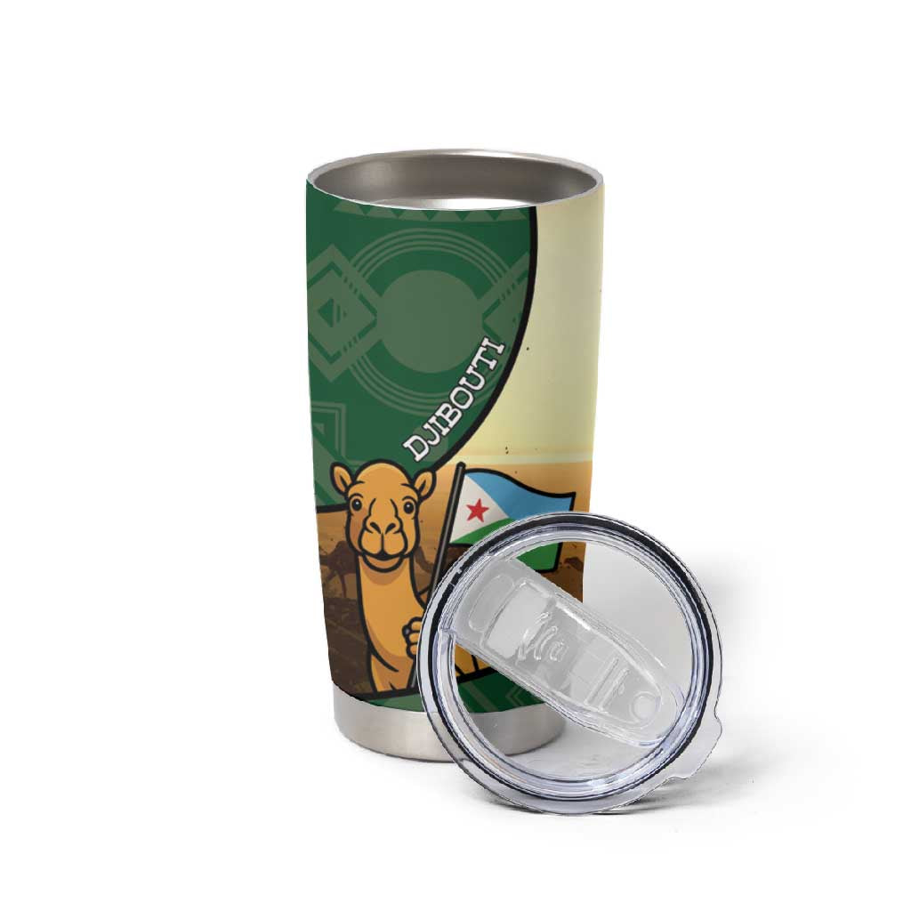 Personalized African Djibouti Tumbler Cup Camel Holding Jabuuti Flag DT05