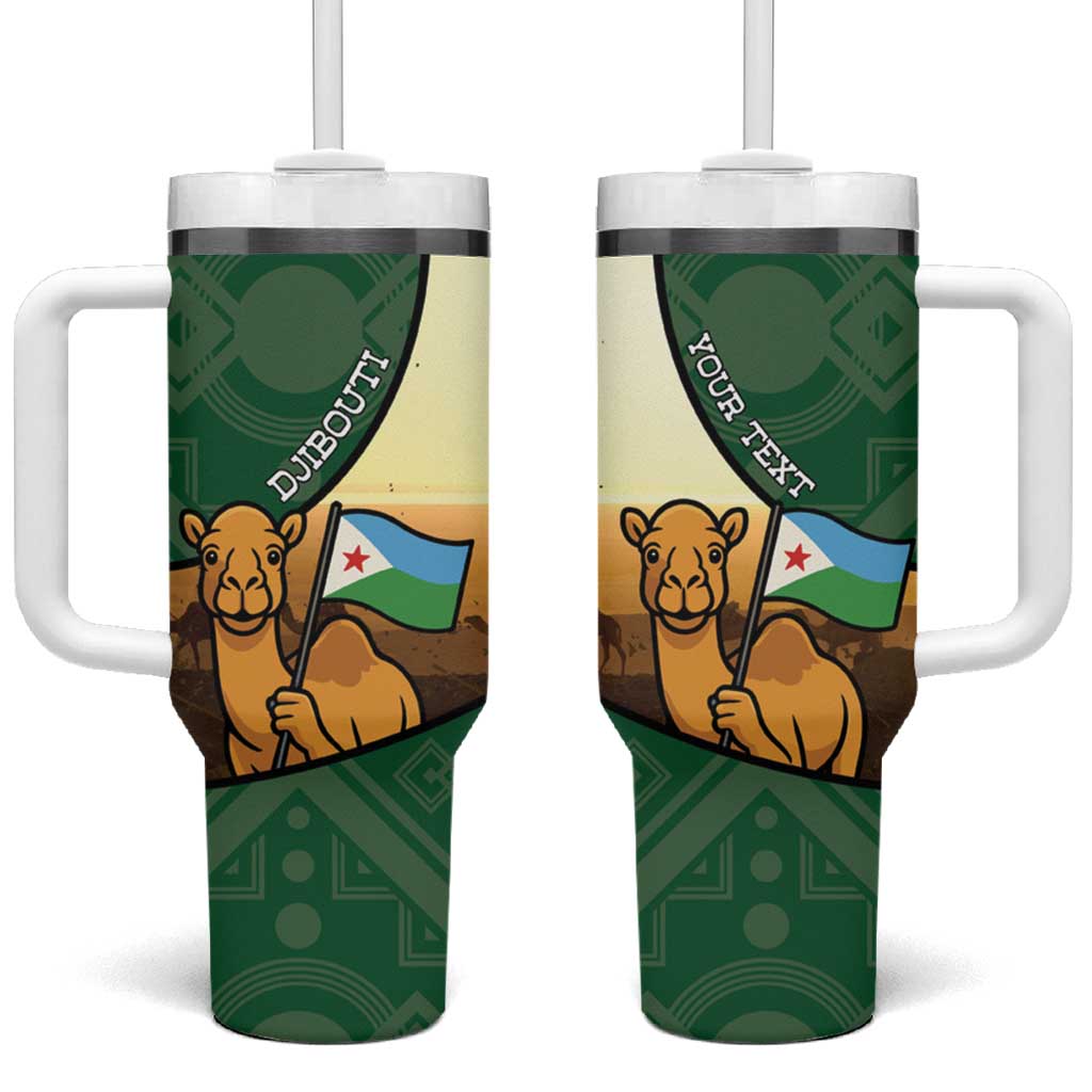 Personalized African Djibouti Tumbler With Handle Camel Holding Jabuuti Flag DT05