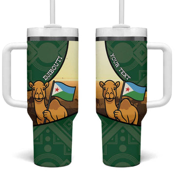 Personalized African Djibouti Tumbler With Handle Camel Holding Jabuuti Flag DT05