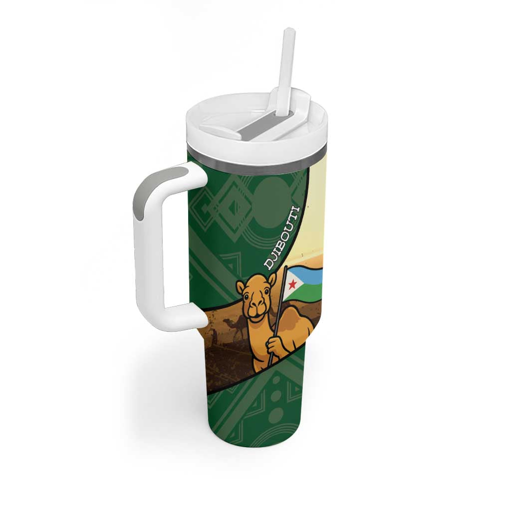 Personalized African Djibouti Tumbler With Handle Camel Holding Jabuuti Flag DT05