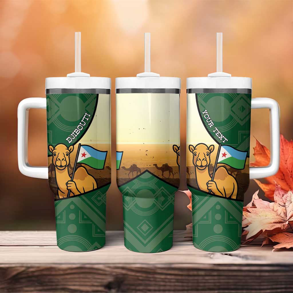 Personalized African Djibouti Tumbler With Handle Camel Holding Jabuuti Flag DT05