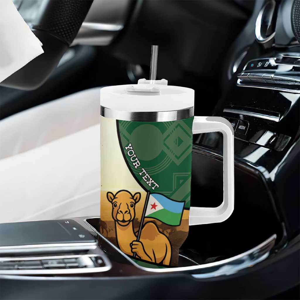 Personalized African Djibouti Tumbler With Handle Camel Holding Jabuuti Flag DT05
