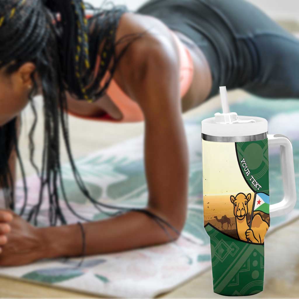 Personalized African Djibouti Tumbler With Handle Camel Holding Jabuuti Flag DT05