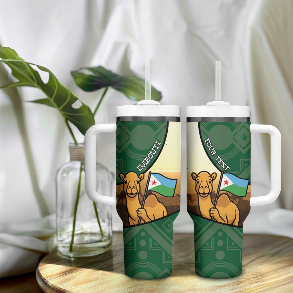 Personalized African Djibouti Tumbler With Handle Camel Holding Jabuuti Flag DT05