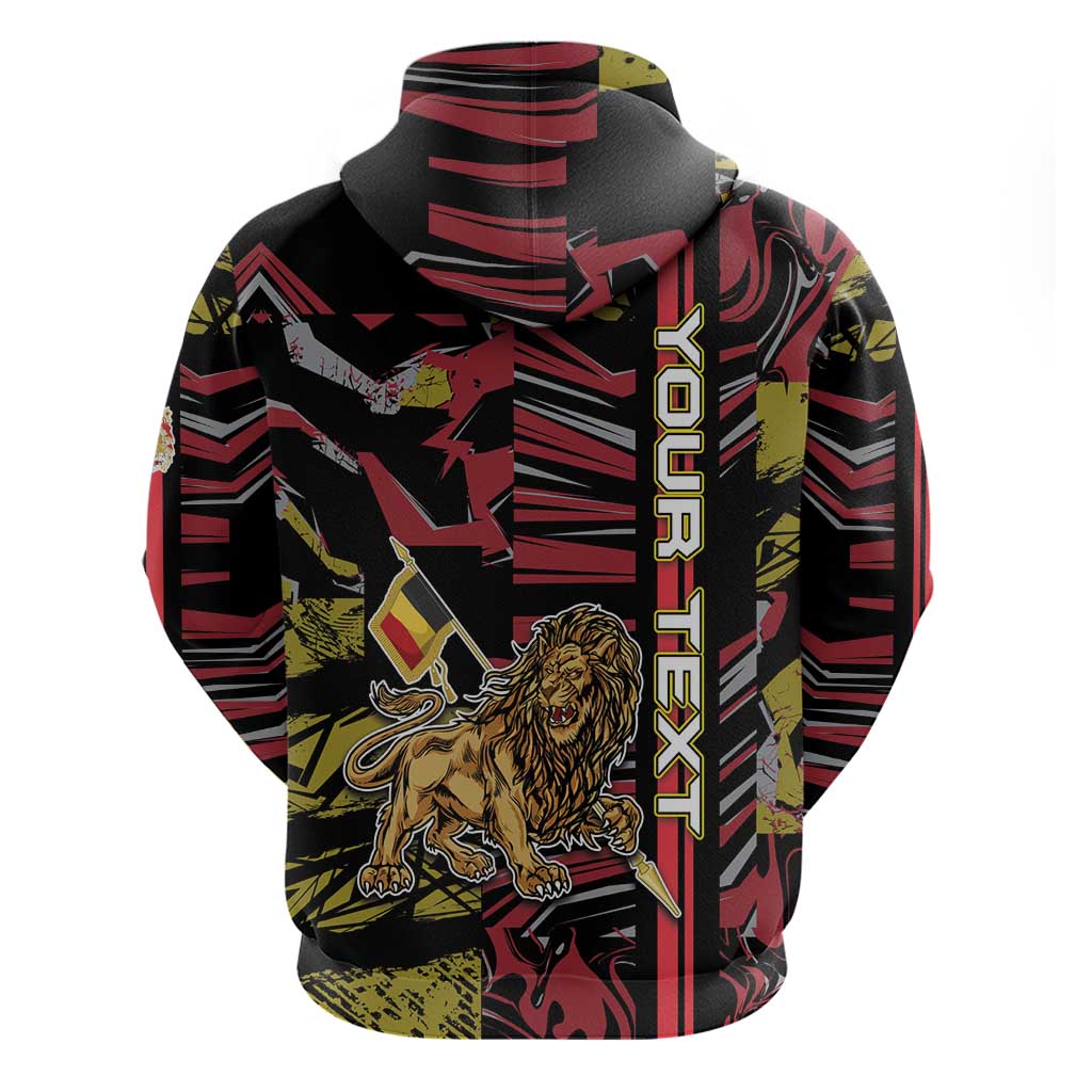 Personalized Belgium Hoodie Lion Holding Flag DT05