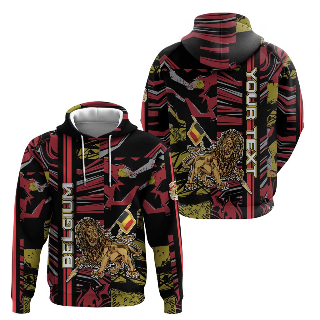 Personalized Belgium Hoodie Lion Holding Flag DT05