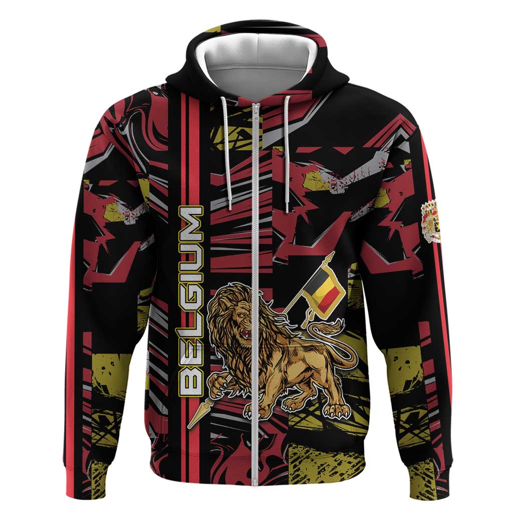 Personalized Belgium Hoodie Lion Holding Flag DT05