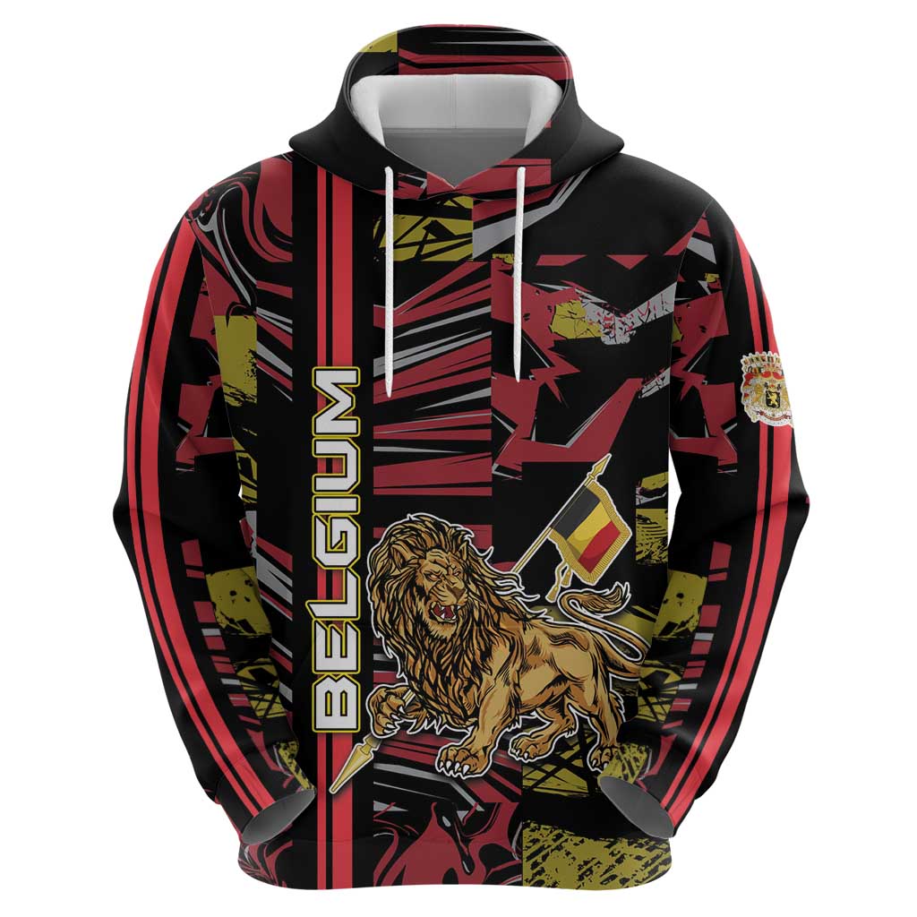 Personalized Belgium Hoodie Lion Holding Flag DT05