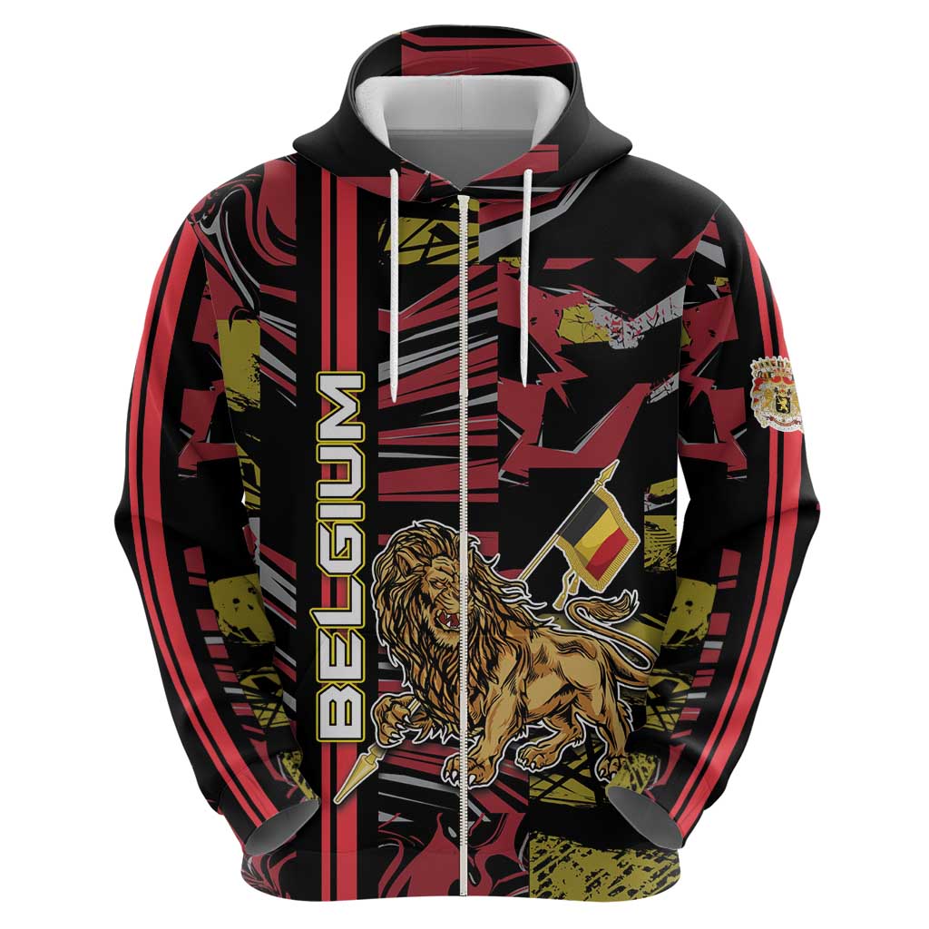 Personalized Belgium Hoodie Lion Holding Flag DT05