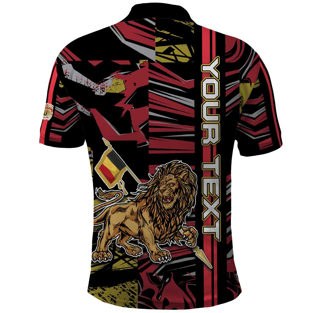 Personalized Belgium Polo Shirt Lion Holding Flag DT05