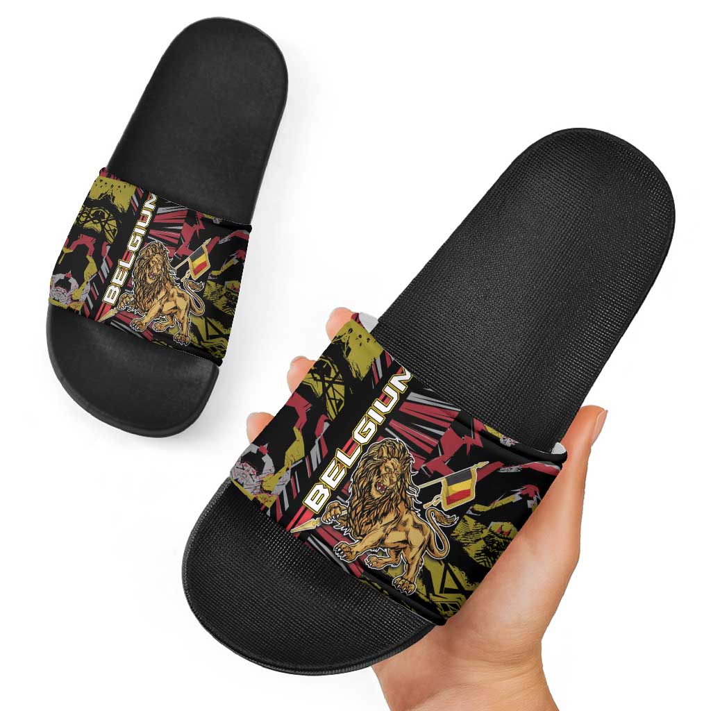 Belgium Slide Sandals Lion Holding Flag DT05