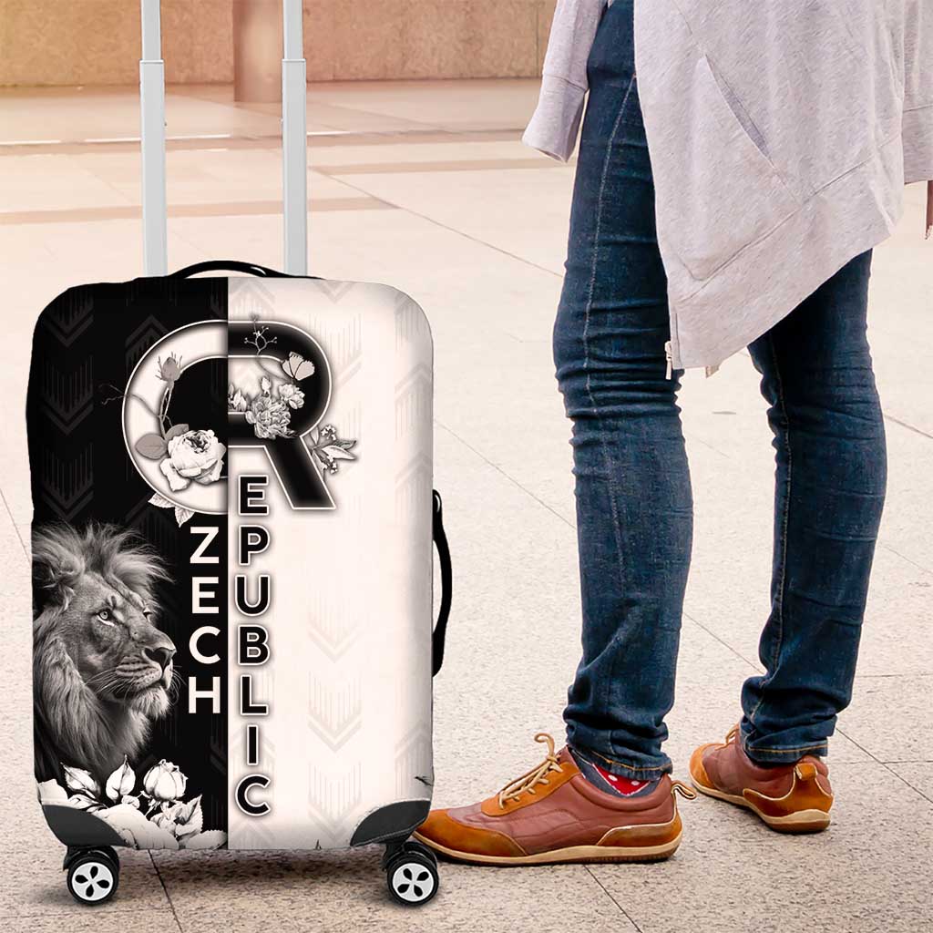 Czech Republic Luggage Cover White Lion With Rose DT05