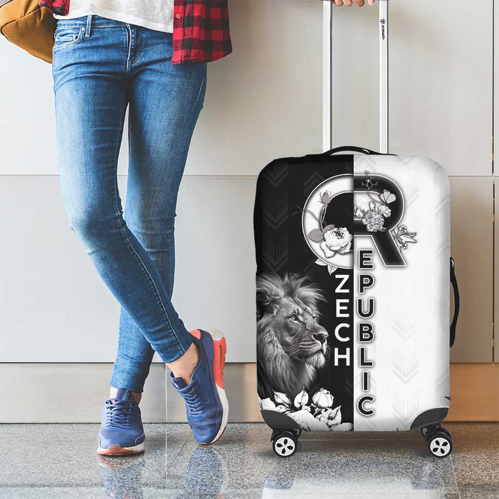 Czech Republic Luggage Cover White Lion With Rose DT05