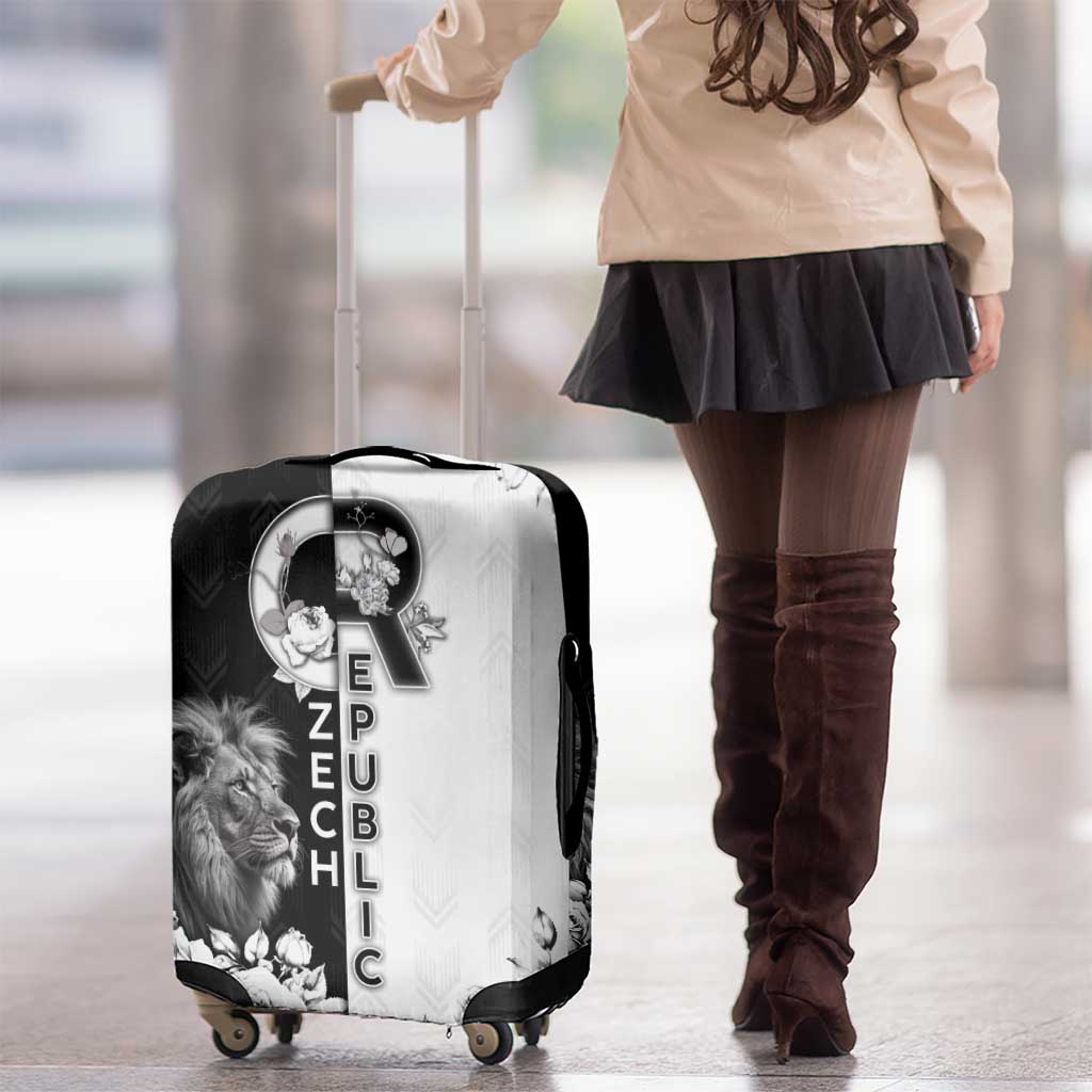 Czech Republic Luggage Cover White Lion With Rose DT05