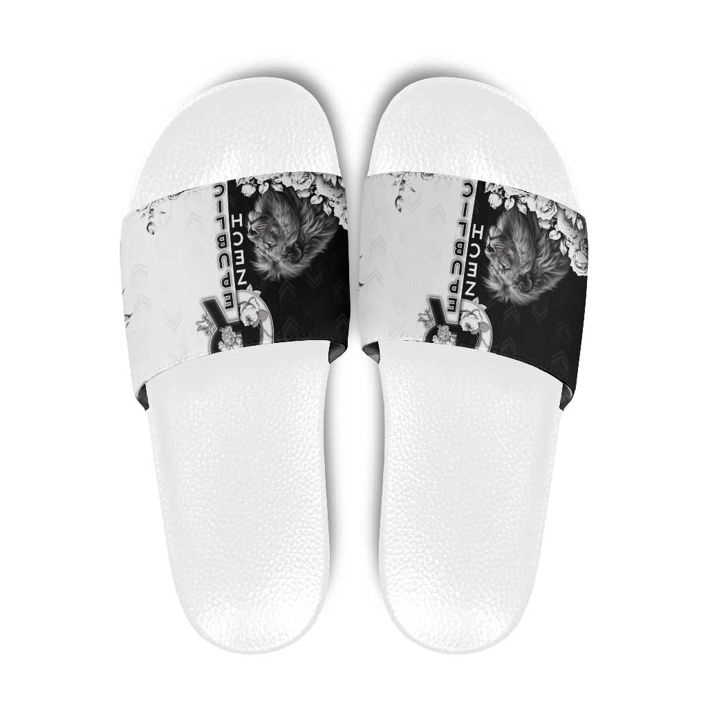 Czech Republic Slide Sandals White Lion With Rose DT05