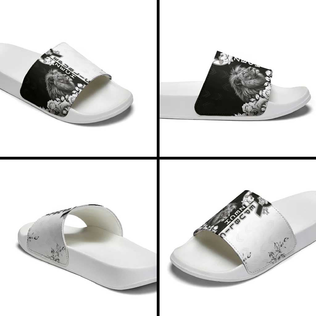 Czech Republic Slide Sandals White Lion With Rose DT05