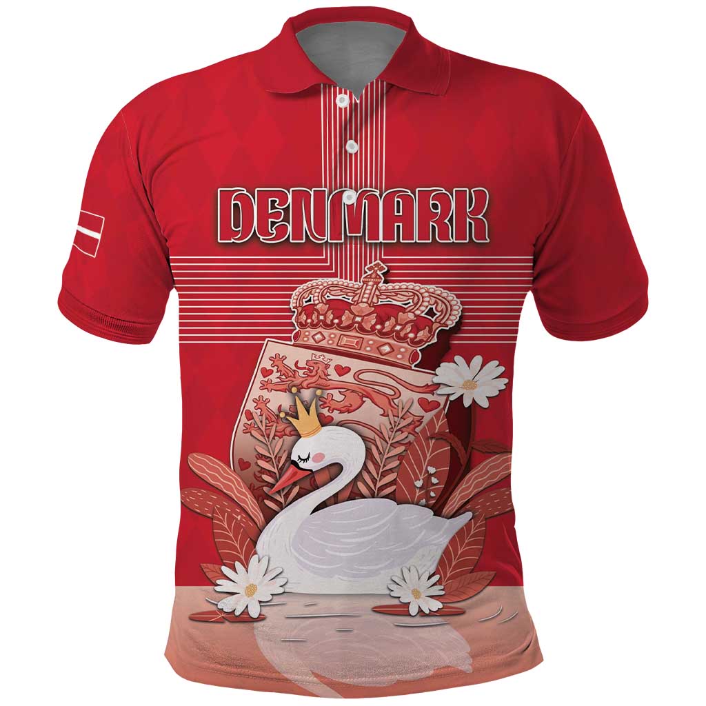 Personalized Denmark Polo Shirt Mute Swan With Symbol DT05