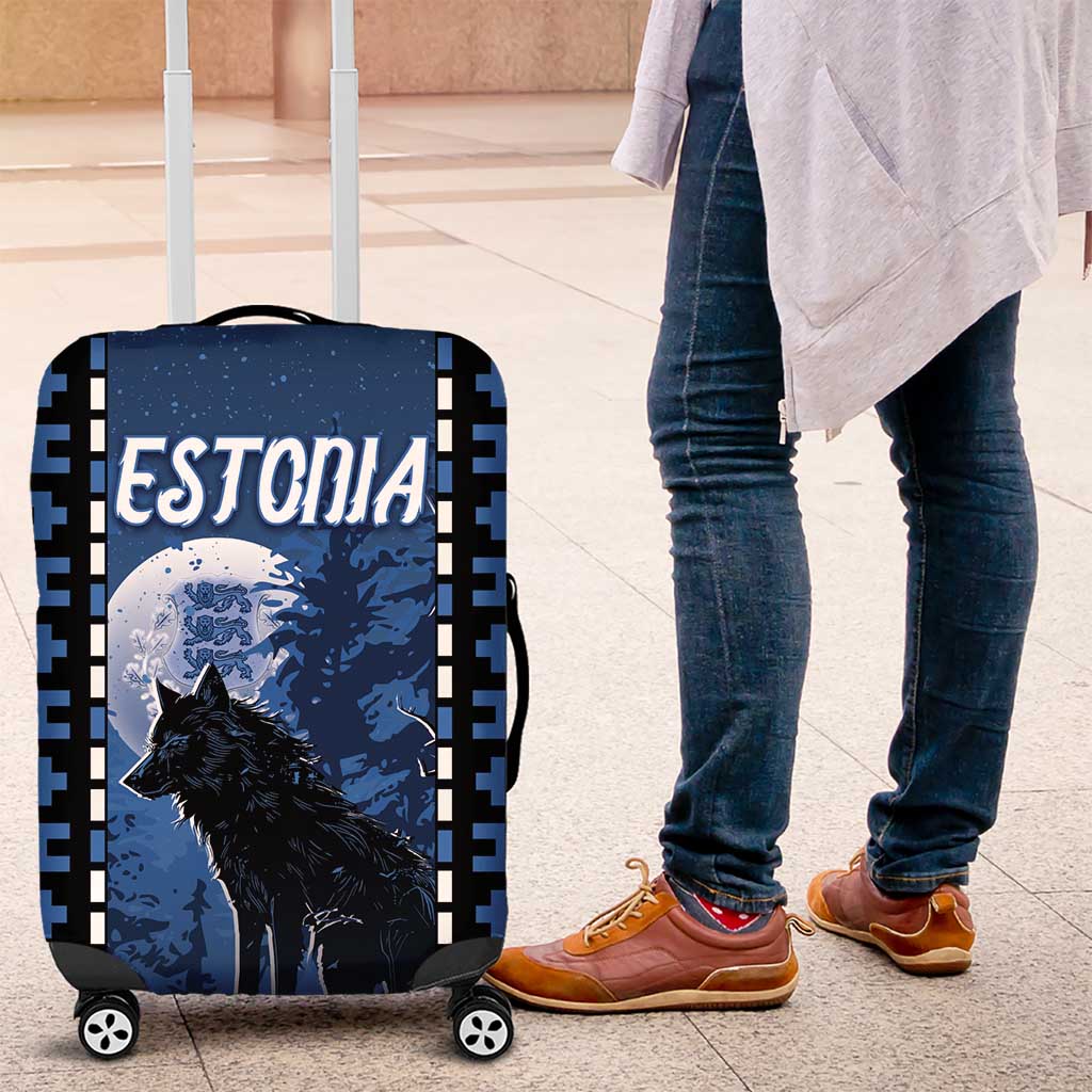 Estonia Luggage Cover Night Wolf With Pattern DT05