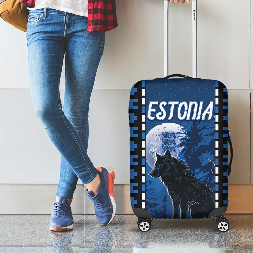 Estonia Luggage Cover Night Wolf With Pattern DT05