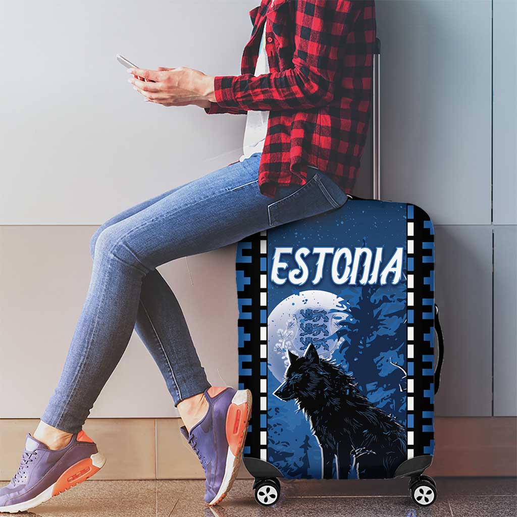 Estonia Luggage Cover Night Wolf With Pattern DT05