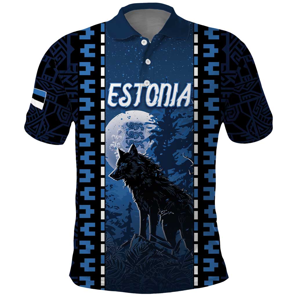 Personalized Estonia Polo Shirt Night Wolf With Pattern DT05