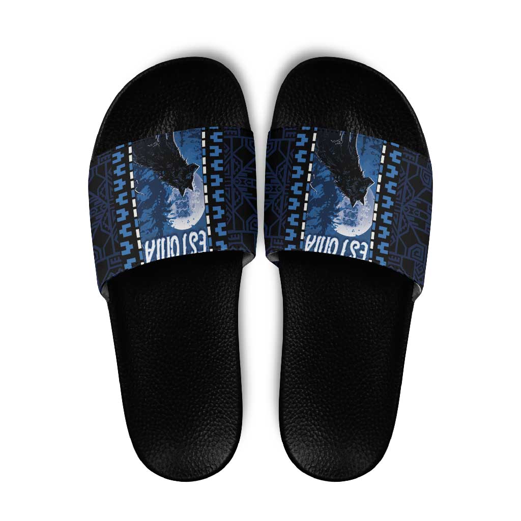 Estonia Slide Sandals Night Wolf With Pattern DT05