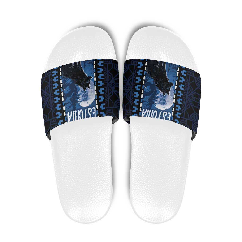 Estonia Slide Sandals Night Wolf With Pattern DT05