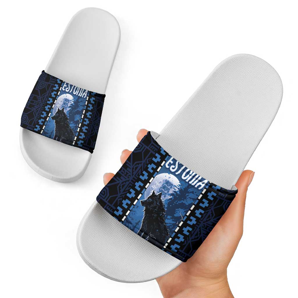 Estonia Slide Sandals Night Wolf With Pattern DT05