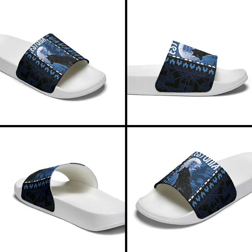 Estonia Slide Sandals Night Wolf With Pattern DT05