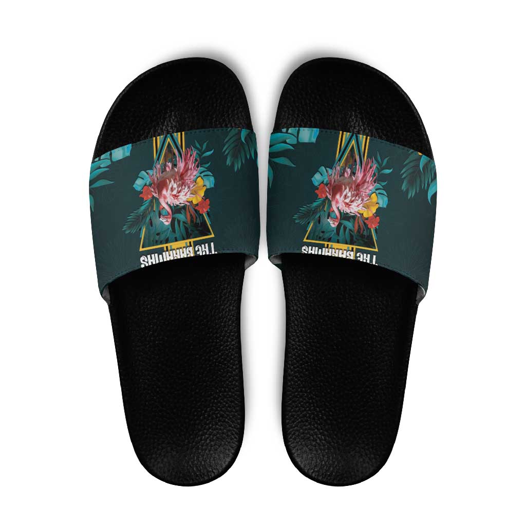 The Bahamas Slide Sandals The Flamingo Tropical Flowers DT05
