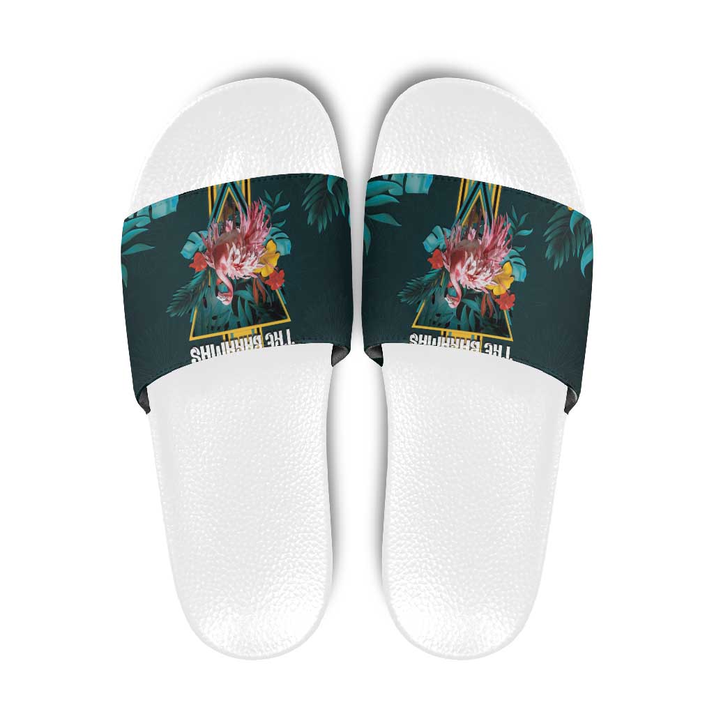The Bahamas Slide Sandals The Flamingo Tropical Flowers DT05