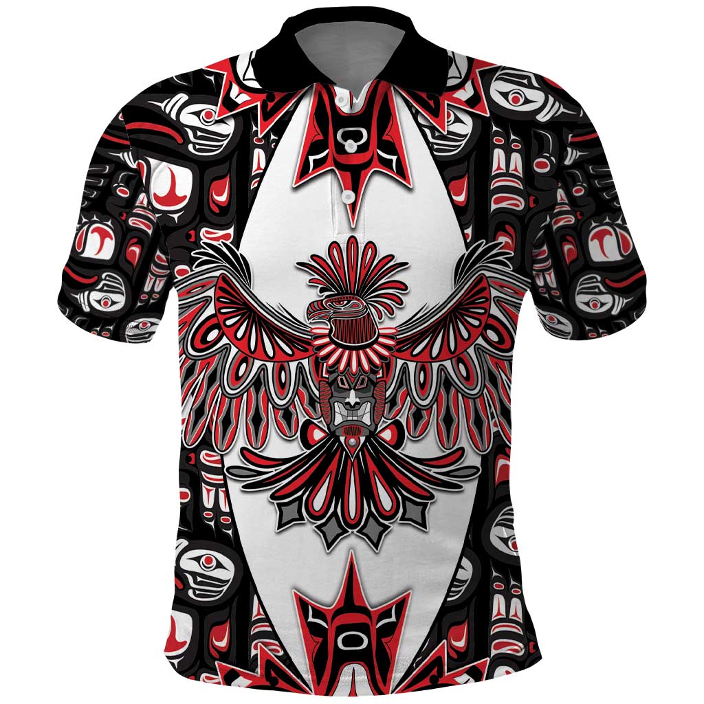 Canada Haida Polo Shirt Thunderbird Northwest Coast Indigenous DT05