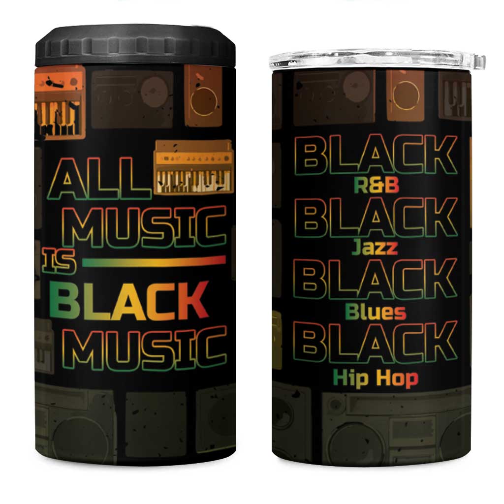 Black Music Month 4 in 1 Can Cooler Tumbler All Music Is Black Music DT05