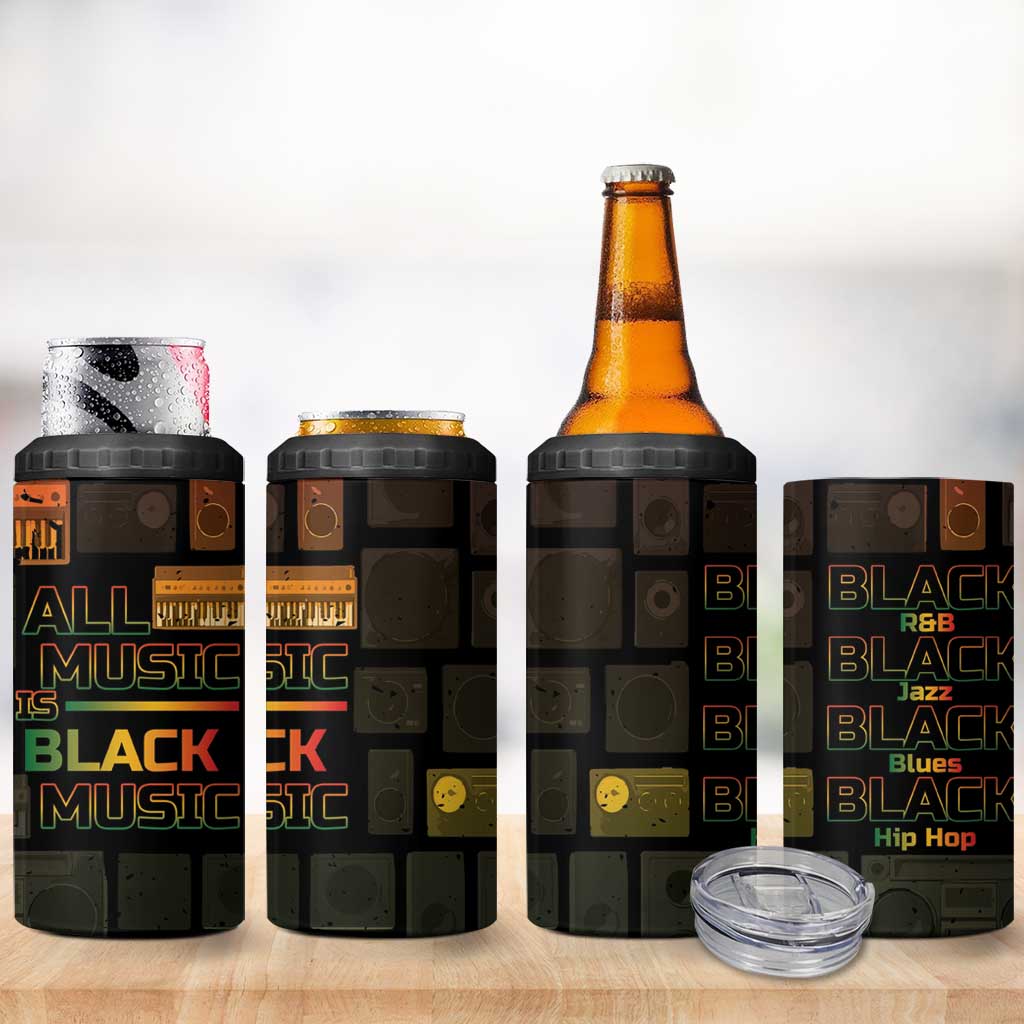 Black Music Month 4 in 1 Can Cooler Tumbler All Music Is Black Music DT05