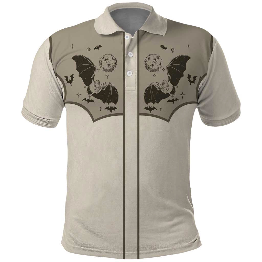 Western Gothic Yoke Polo Shirt Bat And Stars DT05