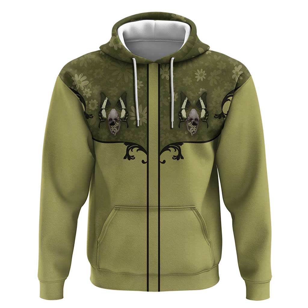 Western Gothic Yoke Hoodie Retro Butterfly With Daisy Garden DT05