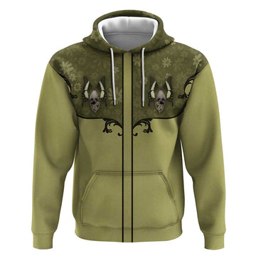 Western Gothic Yoke Hoodie Retro Butterfly With Daisy Garden DT05