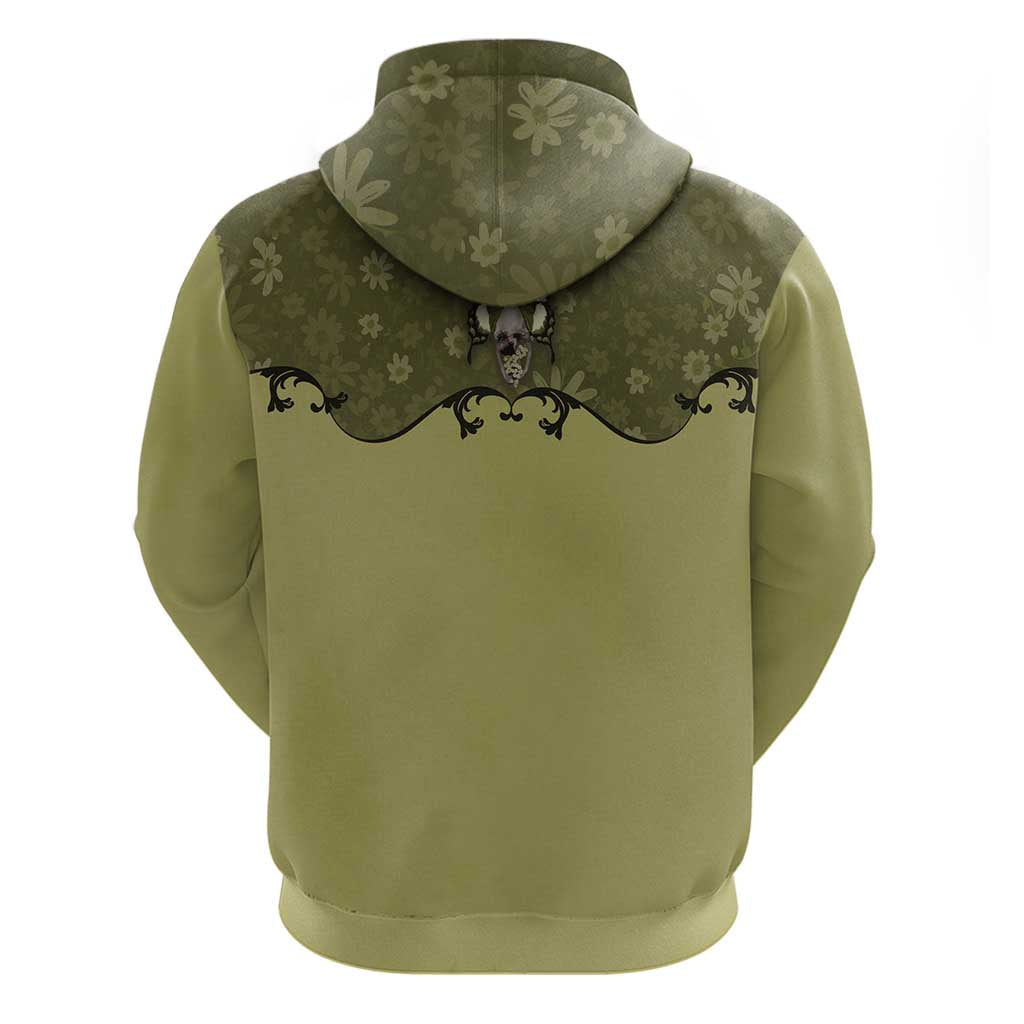 Western Gothic Yoke Hoodie Retro Butterfly With Daisy Garden DT05