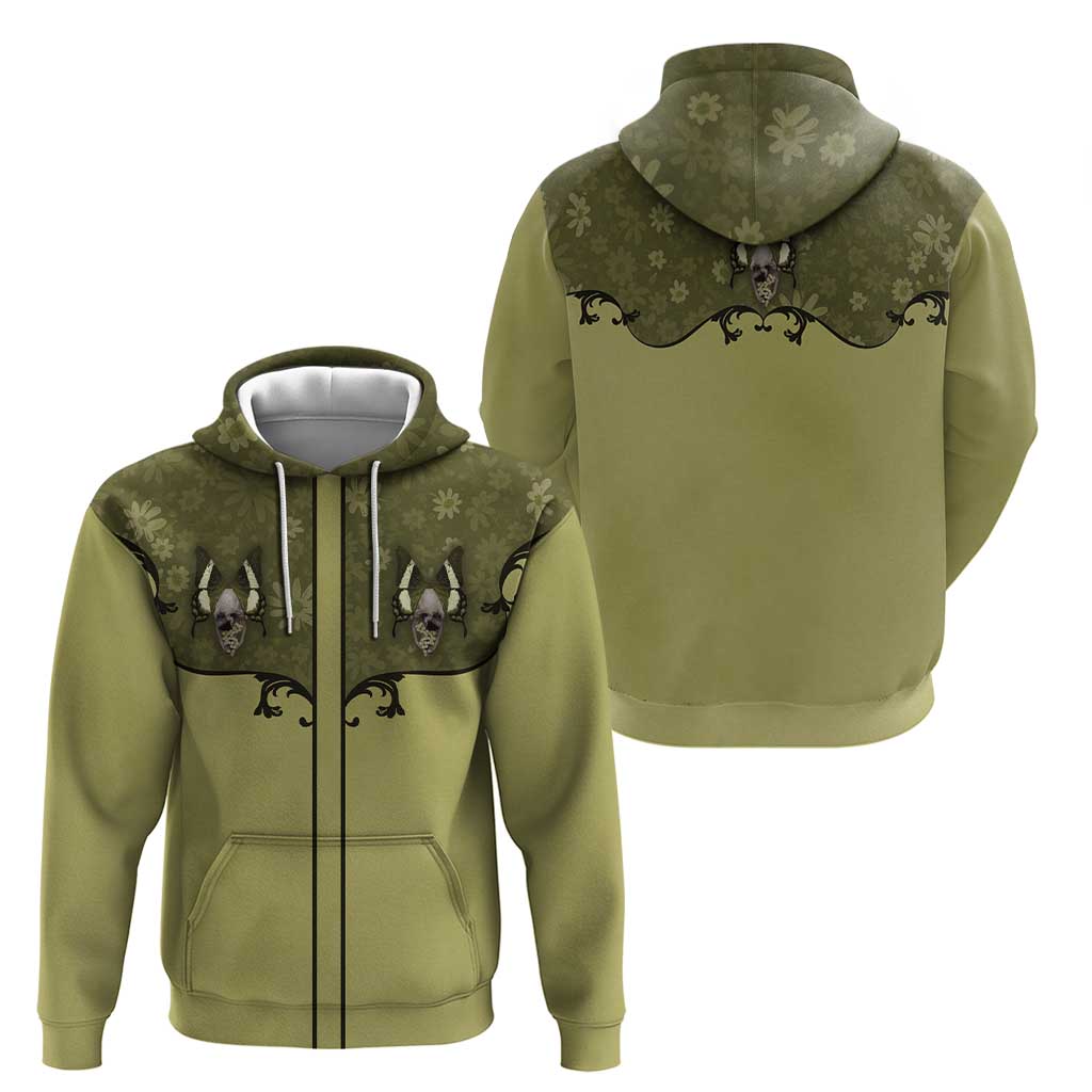 Western Gothic Yoke Hoodie Retro Butterfly With Daisy Garden DT05