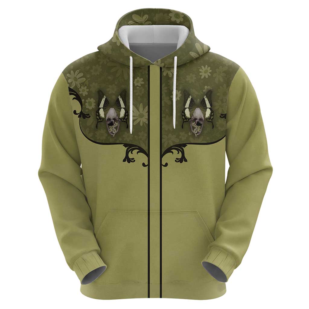Western Gothic Yoke Hoodie Retro Butterfly With Daisy Garden DT05