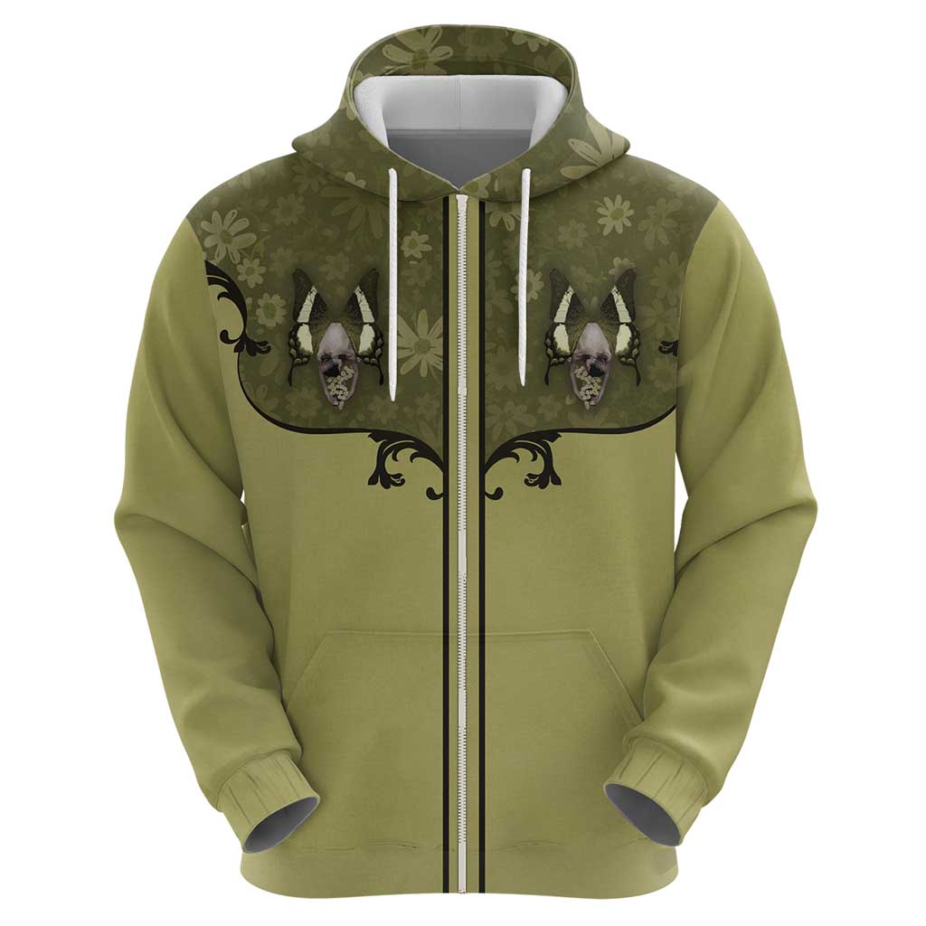 Western Gothic Yoke Hoodie Retro Butterfly With Daisy Garden DT05