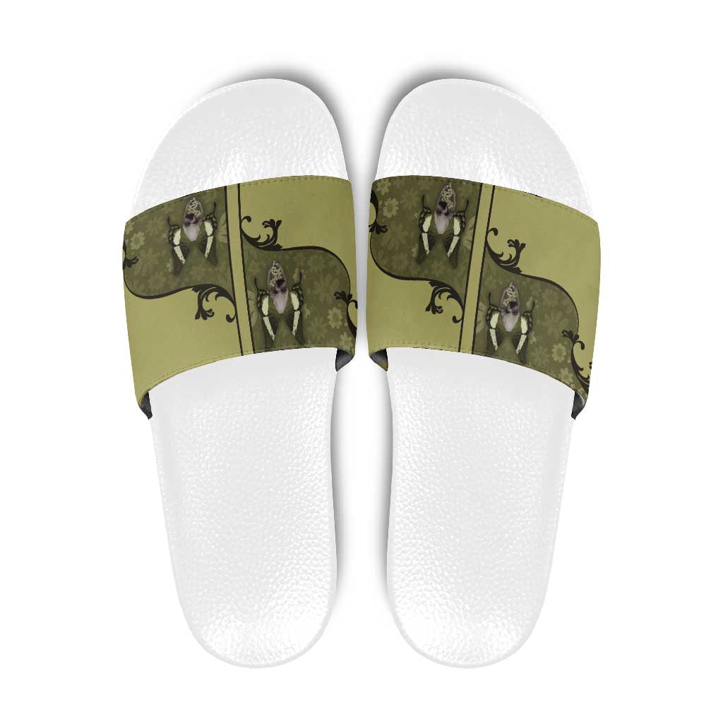 Western Gothic Yoke Slide Sandals Retro Butterfly With Daisy Garden DT05