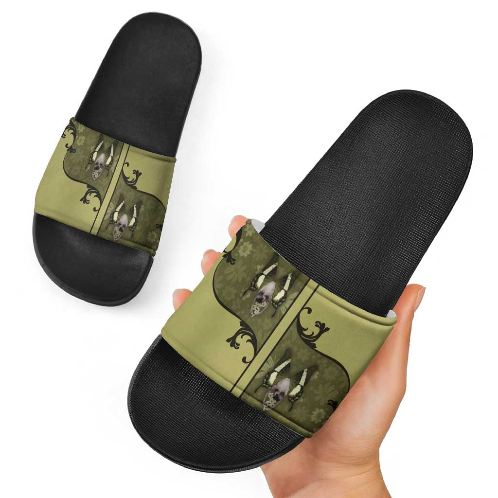 Western Gothic Yoke Slide Sandals Retro Butterfly With Daisy Garden DT05