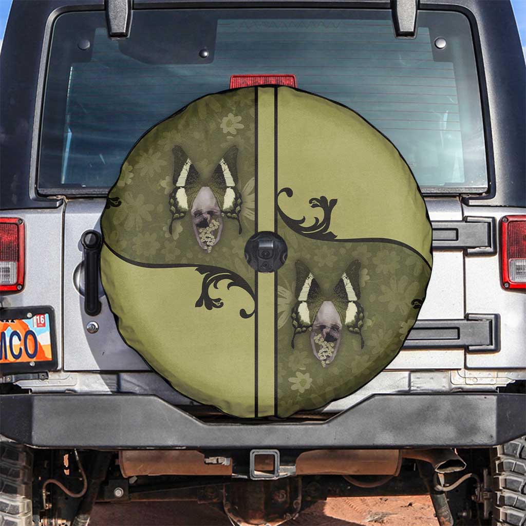 Western Gothic Yoke Spare Tire Cover Retro Butterfly With Daisy Garden DT05
