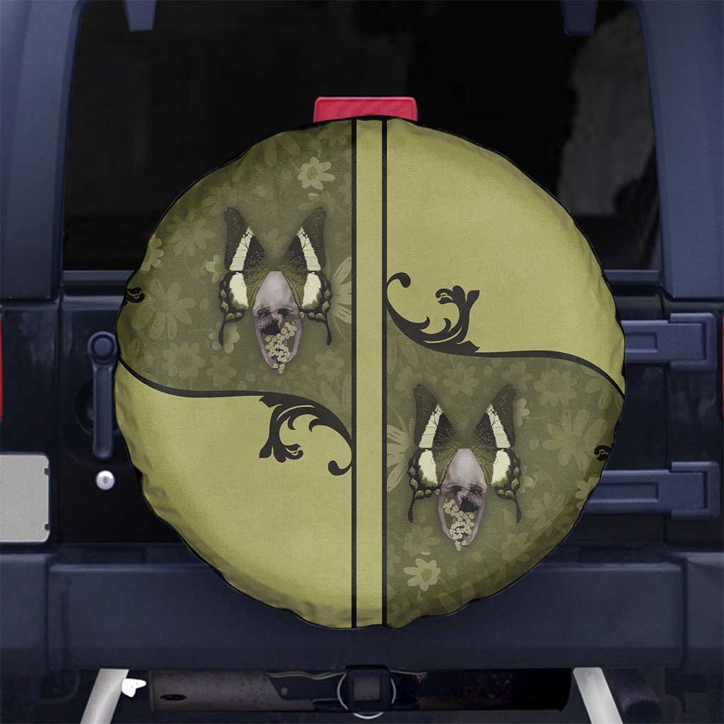 Western Gothic Yoke Spare Tire Cover Retro Butterfly With Daisy Garden DT05
