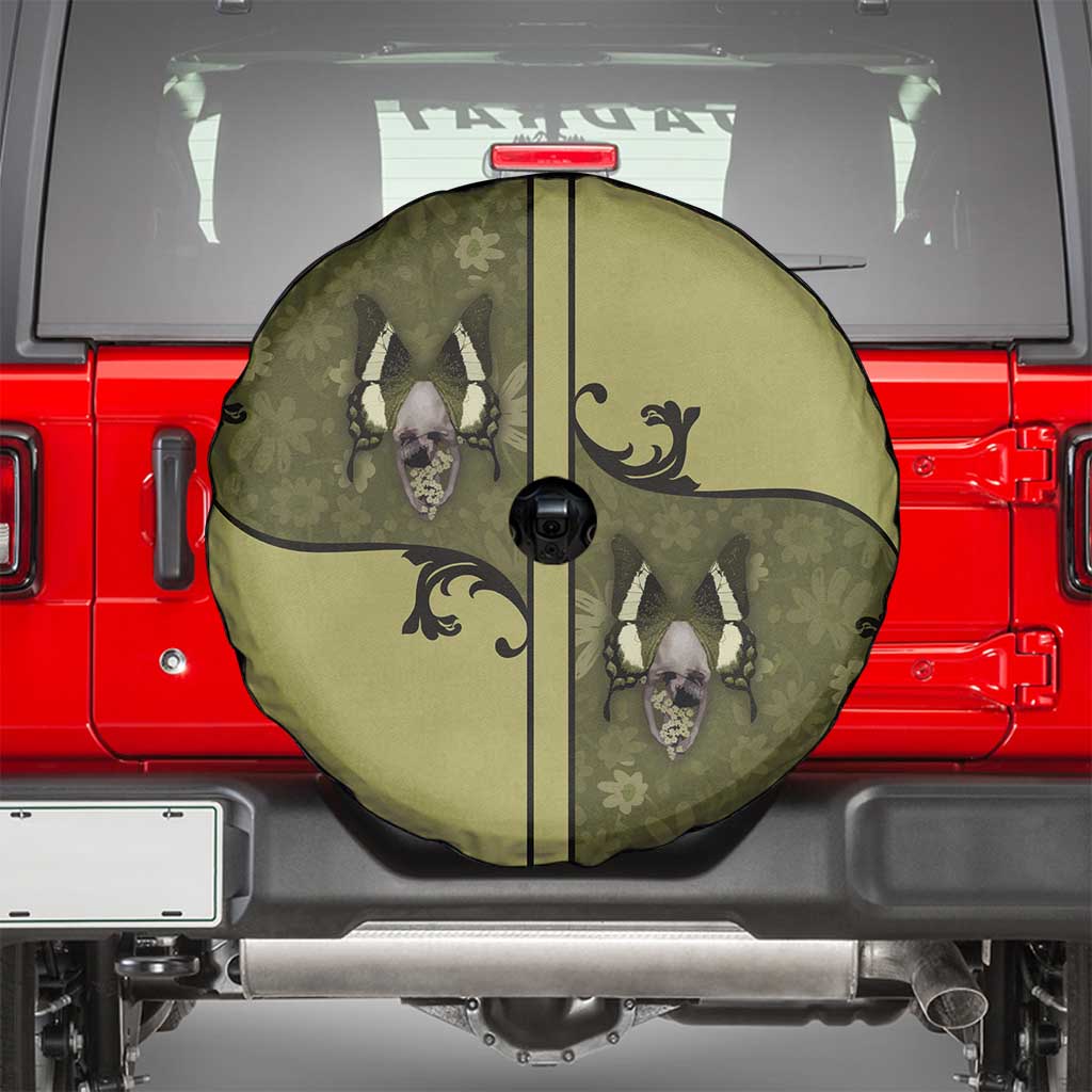 Western Gothic Yoke Spare Tire Cover Retro Butterfly With Daisy Garden DT05