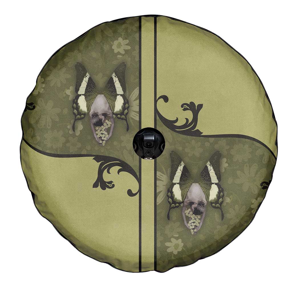Western Gothic Yoke Spare Tire Cover Retro Butterfly With Daisy Garden DT05