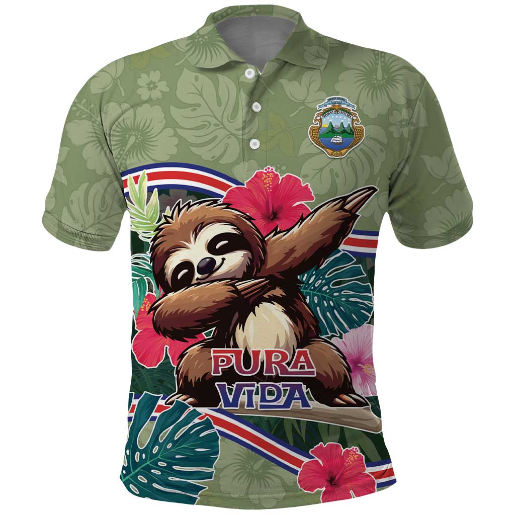 Costa Rica Polo Shirt Pura Vida Dabbing Sloth DT05